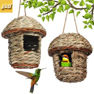 JSD toptan Hummingbird evleri Birdhouses el dokuması açık asılı doğal yuvalar katı desen düşük fiyat kuşlar için - Product Image 1