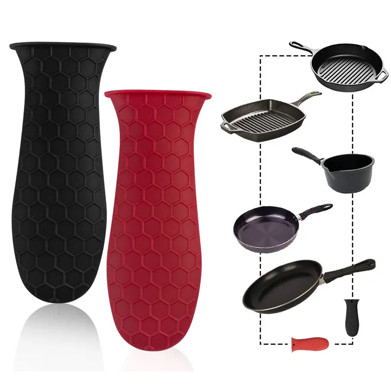 Non-Slip Silicone Handle Holder Cookware Parts Potholder Cast Iron Skillet Grip Sleeve Cover Pot Heat耐Pan Handle
