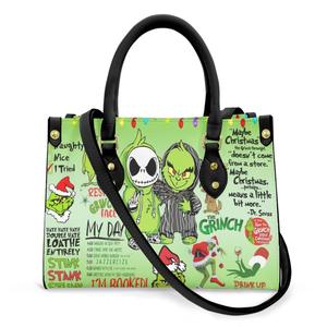 2 pièces/ensemble Sacs à main pour femmes personnalisés avec nom, automne 2020, en cuir, à bandoulière, avec fermeture éclair, imprimé cauchemar de Noël, sacs à main de voyage pour femmes - Product Image 3