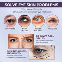 Sérum pour les yeux vegan avec applicateur à bille, anti-cernes, anti-poches, anti-rides, anti-âge, éclaircissant, liftant et hydratant