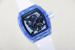 Reloj con emblema OEM más vendido, caja esqueletizada de cristal <span class=keywords><strong>azul</strong></span> transparente de alta calidad, reloj mecánico automático a prueba de agua. - Product Image 4