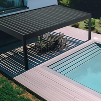 Pergola intelligente rétractable personnalisée à persiennes d'extérieur en aluminium Nature cadre en bois traité sous pression avec arche toit de gazebo de restaurant