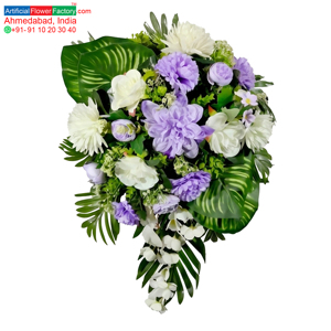 ช่อดอกไม้ประดิษฐ์สีม่วงและสีขาวการจัดดอกไม้แขวนตกแต่งพวงดอกไม้ตกแต่งพวงหรีดและของตกแต่ง - Product Image 5