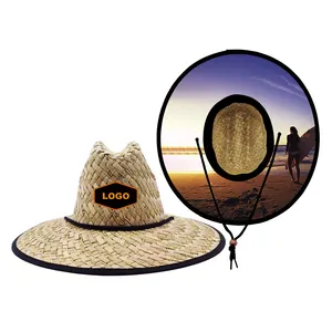 Embroidered Straw Hat Custom Wholesale Summer Lifeguard Embroidered Straw Farmer Hats