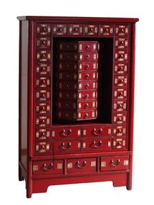無垢材の古典的な明清時代の中国医学キャビネット、中国風の赤い多段引き出しのアンティーク薬収納キャビネット - Product Image 5