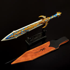 Espada de alma imperial azul dorada de 22cm, todo el Metal se puede personalizar, espada de juguete, llavero de espada sin cortar de seguridad, colección de artesanía de Metal - Product Image 3