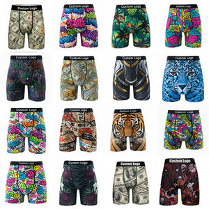 Sous-vêtements pour hommes en gros OEM, imprimé floral tropical vert, modal et élasthanne, séchage rapide, respirant, boxers, caleçons - Product Image 2