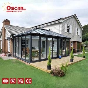 Moderna terraza de invierno con jardín en el tejado, cerramiento de vidrio curvo independiente con ventanas y entrada, patio, balcón, terraza, solárium - Product Image 1