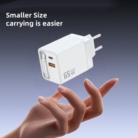 Carga súper rápida PD 65W USB tipo C adaptador Cable retráctil enchufe de la UE para iPhone para teléfonos móviles Samsung portátil PD 3,0