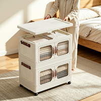 Boîte de rangement en plastique durable, grande capacité, design visible, empilable pour vêtements, salle de bain