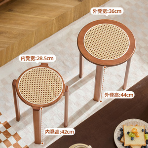 Rattan Stackable <b>Stool</b> <b>With</b> Wheels And Storage Home Coffee <b>Table</b> Or Low <b>Stool</b> For Living Room Or Bedroom - Product Image 3