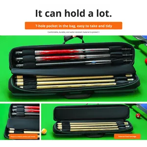 Borsa per Stecca da <span class=keywords><strong>Biliardo</strong></span> 1/2, 7 Fori, Nera, in Morbido Pile Protettivo, Custodia per Stecca da Pool, Tracolla, Accessorio per <span class=keywords><strong>Biliardo</strong></span> - Product Image 2