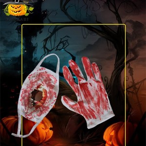 Masque de vampire d'Halloween et gants de sang en PVC blanc, accessoires de costume pour les farces de fête, film d'horreur - Product Image 1