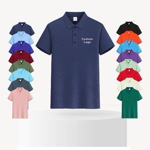Wholesale high-quality summer short sleeved solid color blank plain weave business custom logo quick drying men's polo shirt
