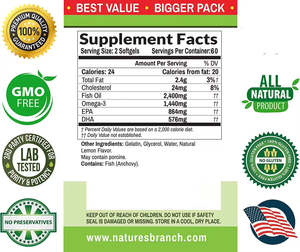 Oazvita Óleo De Peixe Softgel Cápsulas Atacado Heart Support EPA DHA Óleo De Peixe Omega 3 1000mg Softgel Cérebro Cápsula De Óleo De Peixe - Product Image 2