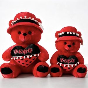 ตุ๊กตา<span class=keywords><strong>หมี</strong></span>สีแดงพร้อมลาย<span class=keywords><strong>ป</strong></span>ัก  ไส้ใยฝ้าย PP เหมาะสำหรับงานแต่งงานและวันวาเลนไทน์ ช่วยคลายเครียด - Product Image 4