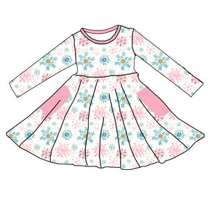 Qingli Custom Factory's Newest Style Girls Party <strong>Dress</strong> Long Sleeve Penguin Twirl <strong>Dress</strong> for Autumn for Christmas OEM for Children - Product Image 3