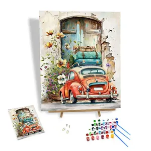 DIY dijital yağlıboya araba seyahat el boyalı yağlıboya çerçeveleri toptan boyama By Numbers ev dekor 24 renkler