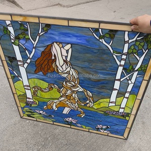 Vitral de Catedral Personalizado de 75*75 CM con Diseño de Dama para Panel de Ventana, Puerta, Pared, Vidrio de Doble Cara, Decoración China - Product Image 5
