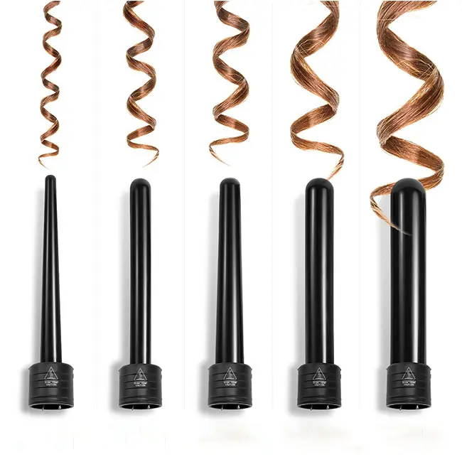Hair Curler Set with 5 Interchangeable Ceramic Barrels for All Hair Types 5 in 1 Ceramic Curling Iron Wand Set