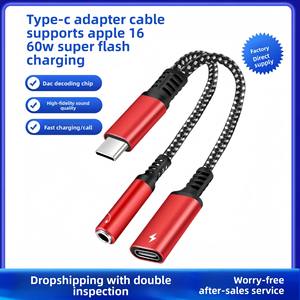 <span class=keywords><strong>Adaptador</strong></span> Tipo-C 2 en 1 para Carga Rápida de 60W y Reproducción de Música, Compatible con Venta Caliente - Product Image 2