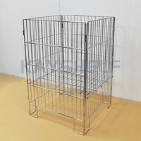 Corbeille carrée en fil métallique pour présentation en magasin, présentoirs en maille chromée personnalisables