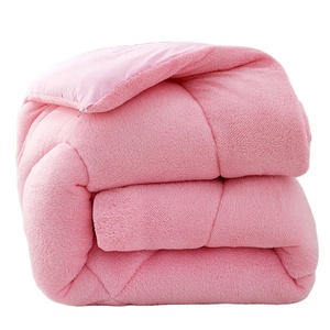 Cơ Bản siêu mềm micromink <span class=keywords><strong>Sherpa</strong></span> Comforter giường thiết lập 1 mảnh thoáng khí màu hồng lông cừu quilter Comforter - Product Image 2