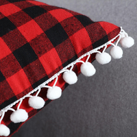 Housse de coussin de Noël personnalisée de luxe de haute qualité, motif Père Noël, rouge et vert, en polyester, broderie rayée, technique tissée