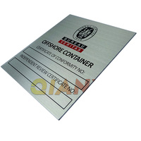 Plaque signalétique personnalisée en aluminium brossé, étiquette métallique pour conteneur maritime avec logo Bureau Veritas pour certification marine