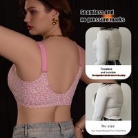 Soutien-gorge sans couture imprimé léopard grande taille pour femme, bonnet complet, coussinets fixes, push-up, lingerie S-4XL