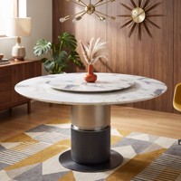 Table à manger de luxe en marbre, mobilier moderne en pierre, table ronde en ardoise