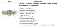 Máquina Automática de Serigrafía de Camisetas de 10 Colores y 22 Estaciones, Impresora Textil Tipo Carrusel con 10 Secadores de Flash