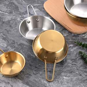 <span class=keywords><strong>Bol</strong></span> <span class=keywords><strong>d</strong></span>'assaisonnement pour barbecue rond en acier inoxydable 304 de style coréen extra épais avec poignée <span class=keywords><strong>bol</strong></span> à riz jetable en métal pour le camping - Product Image 1