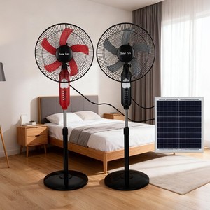 Ventilador Solar Recargable de 25W, Silencioso, Oscilante, Vertical, para Uso en Interiores y Exteriores, con Panel Solar para Carga - Product Image 1