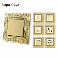 Interruptor de Pared Decorativo Retro de Aleación de Zinc de Lujo Depoguye, 4 Tomas de Corriente, Puertos USB C, Estándar Europeo para Proyectos de Hoteles/Villas