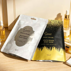 Bolsa de Mylar suave al tacto con impresión personalizada, bolsas de papel de aluminio mate, bolsa de papel de aluminio cosmética con orificio para colgar para envasado de mascarillas faciales blanqueadoras - Product Image 3
