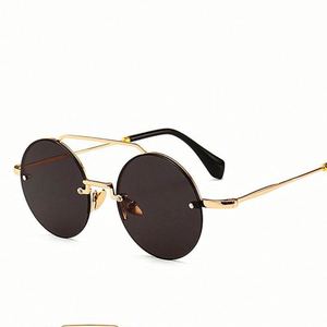 Gafas de Sol Redondas Vintage de Moda, Personalizadas con Logotipo, para Hombre y Mujer, Color Rojo y Azul, Pequeñas, con Protección UV400, Metálicas - Product Image 2