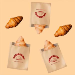 Sacs en papier et boîtes en papier personnalisés de qualité alimentaire, résistants à l'huile, avec logo pour les restaurants à emporter, pour les beignets, les croissants, le pain, les biscuits - Product Image 1