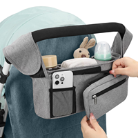 Extra große Kinderwagen-Organizer-Tasche mit abnehmbarer Reißverschlusstasche und 2 isolierten Getränkehaltern