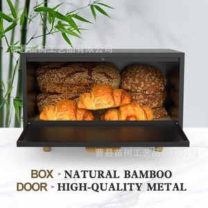 Bamboo Bread Box Wood <b>Storage</b> <b>Container</b> With Lid <b>Kitchen</b> Baking Dessert Organizer Solid Color 20241030 - Product Image 2