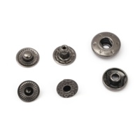 Kancing Tekan Besi 12/15mm Perak/Emas Muda/Kuningan Antik/Nikel Hitam, Dapat Dicuci, untuk Pakaian, Tas, Kerajinan Kulit