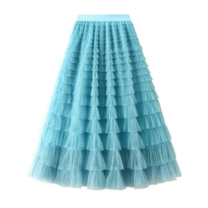 <span class=keywords><strong>Jupe</strong></span> longue en tulle à volants pour <span class=keywords><strong>femme</strong></span>, taille haute, style <span class=keywords><strong>tutu</strong></span>, <span class=keywords><strong>jupe</strong></span> maxi élégante en maille pour fête ou tenue décontractée - Product Image 5