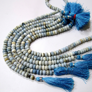 Perles de pierre d'opale bleue naturelle facettées en forme de rondelle de 7 mm, brin de 8,5 pouces de long - Product Image 1