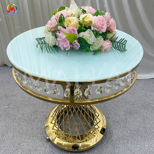 Wedding Crystal Cake <strong>Table</strong> <strong>Gold</strong> Stainless Steel Round Cake Stand Rollers Wheels Event Cake <strong>Table</strong> - Product Image 3