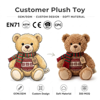 Ours en peluche de Noël personnalisé, fabricant OEM, poupée en peluche de Noël sur mesure, cadeau de Noël, jouet en peluche promotionnel de marque pour enfant