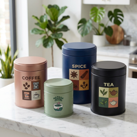 Boîte à thé matcha hermétique avec logo personnalisé, 30g 50g 100g, boîte ronde en métal noir mat pour l'emballage de poudre de matcha, de café et de thé