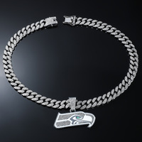 Nouveau plein diamant Seahawks pendentif mode alliage diamant ensemble chaîne cubaine Hip Hop accessoires de mode en gros