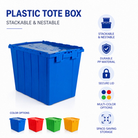 Caisse de rangement empilable en plastique robuste pour le transport, la logistique et le stockage industriel avec couvercle
