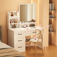 Coiffeuse moderne Tenghang blanc crème avec miroir et tiroirs de rangement, bureau de maquillage pour chambre à coucher, ensemble de meubles organisateur de maquillage