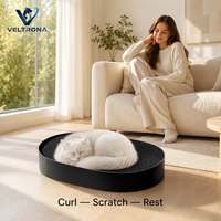 Grattoir ovale pour chat en carton ondulé noir, lit à gratter en spirale, mobilier d'intérieur, vente en gros